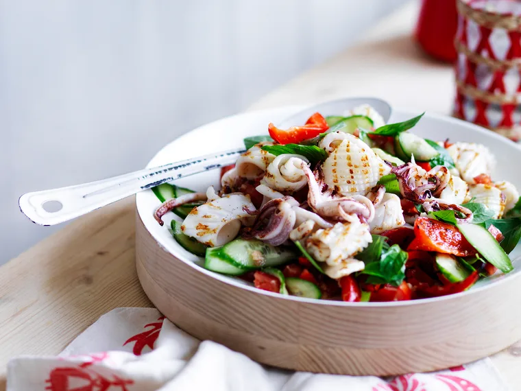 Barbecued squid salad