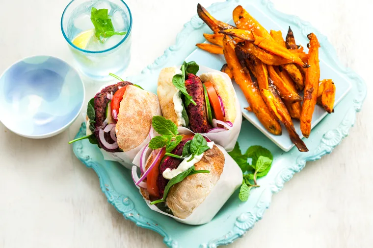 Beetroot and lentil burgers