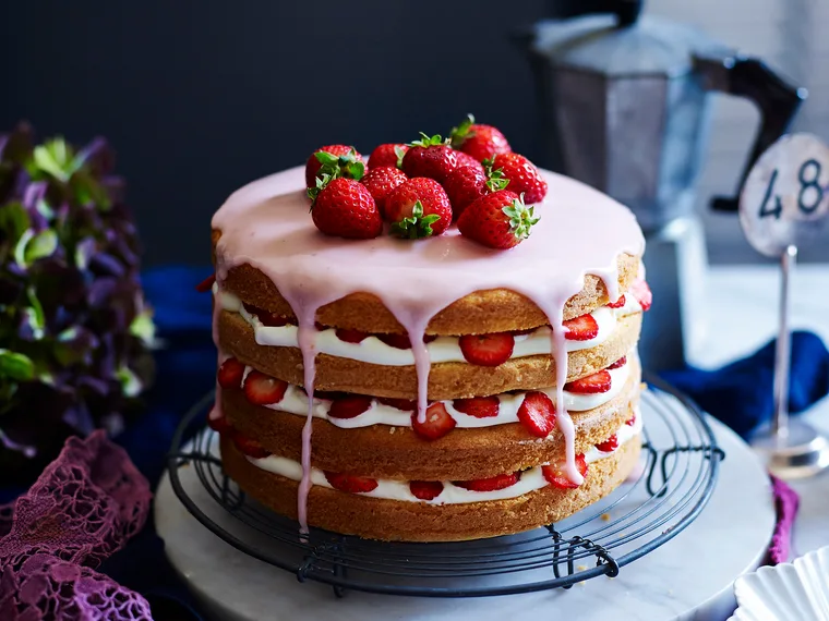 Gluten-free strawberries and cream layer cake