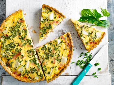 Bacon, chive and potato quiche