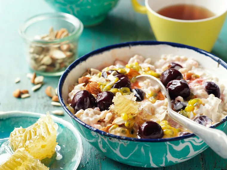 Pearl barley and cherry breakfast bowl