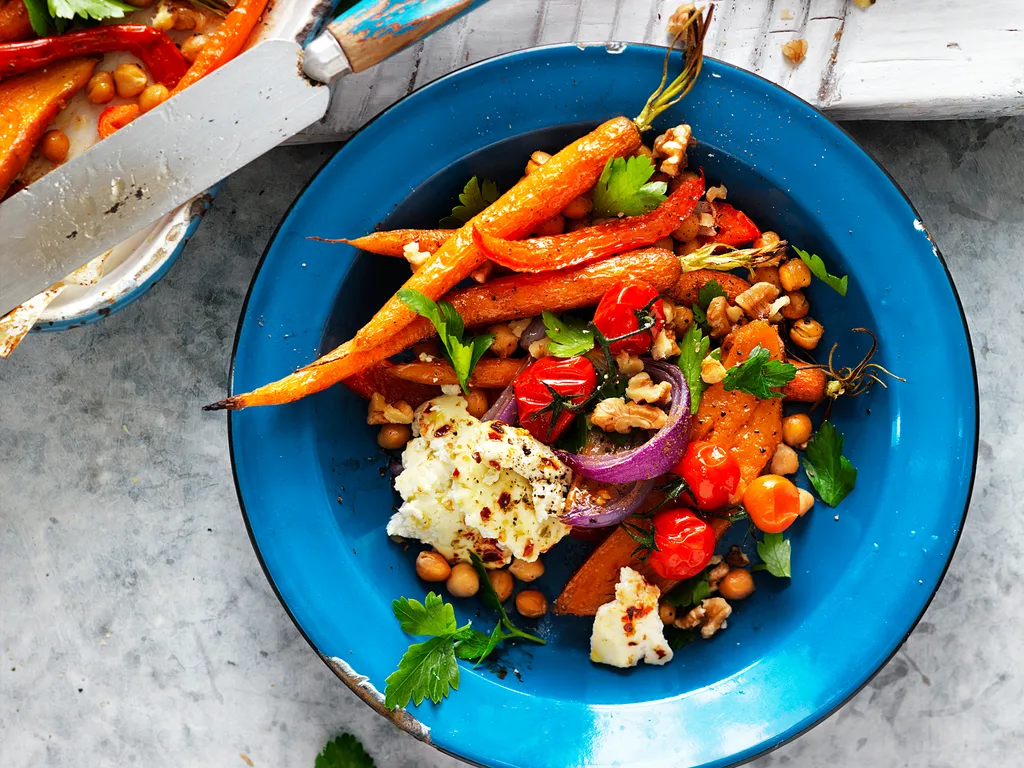 Spiced vegetable, chickpea and ricotta salad