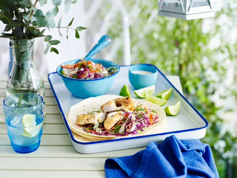 Julie Goodwin's fish tacos on a serving platter
