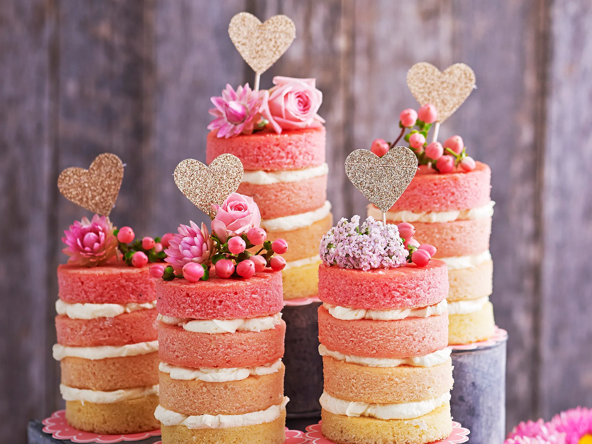 Mini rose pink ombre cakes-image