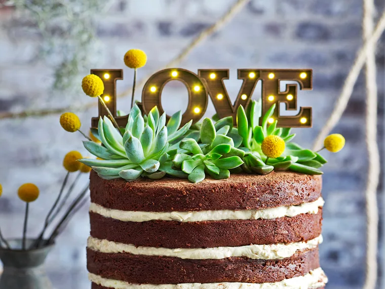 Coffee mousse layered chocolate naked cake