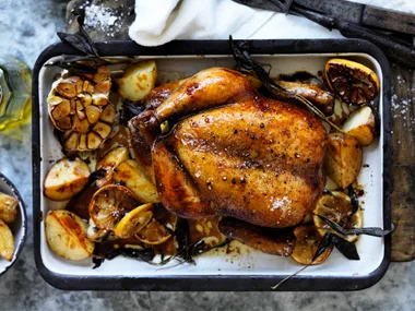 Tea brined roasted chicken