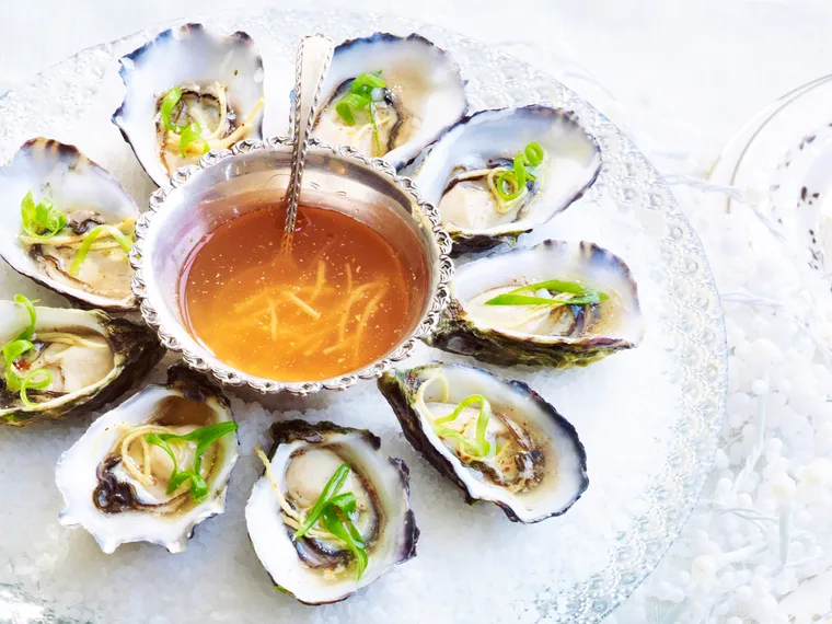 Oysters with chilli and ginger dressing