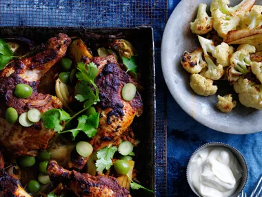 Moroccan roast chicken and cauliflower