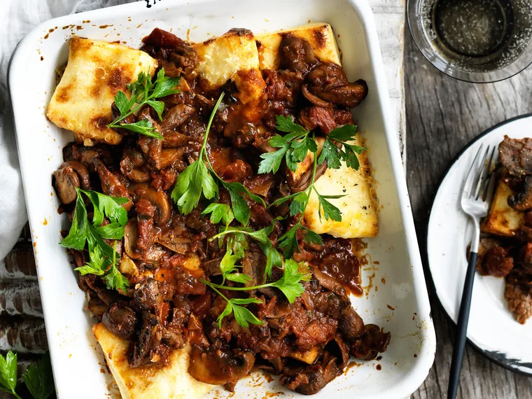 Semolina gnocchi with mushroom ragu