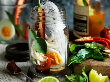 Asian noodle soup in a jar