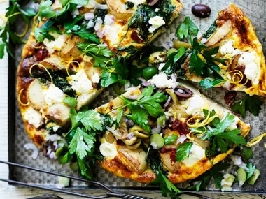 Potato, capsicum and spinach frittata