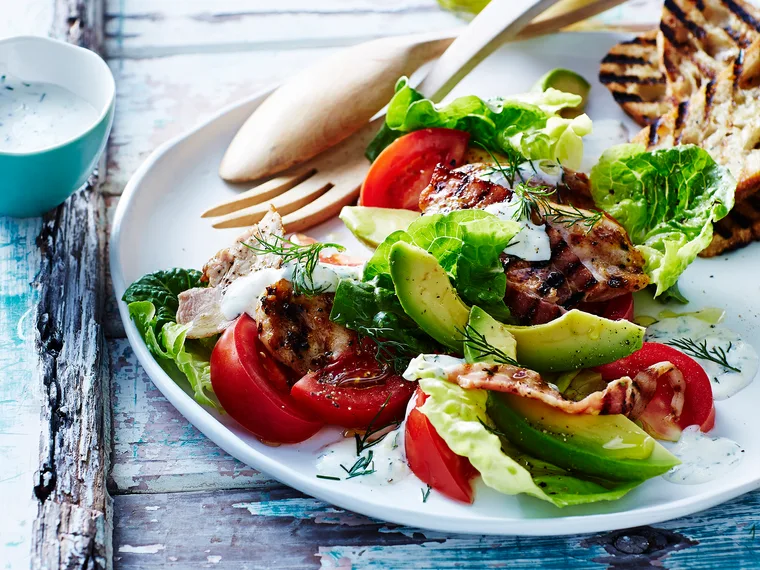 Chilli chicken with BLT salad