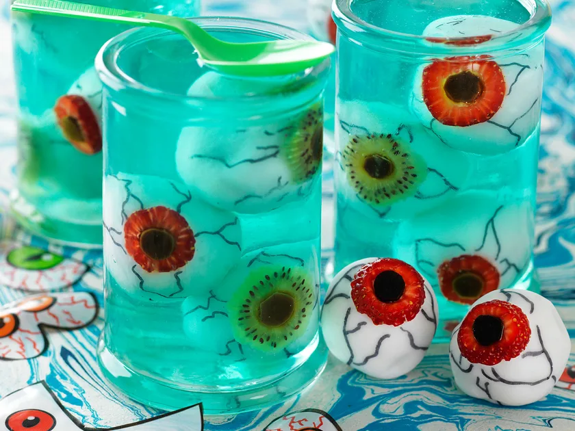 Fruity eyeball cakes in lime jelly | Women's Weekly Food