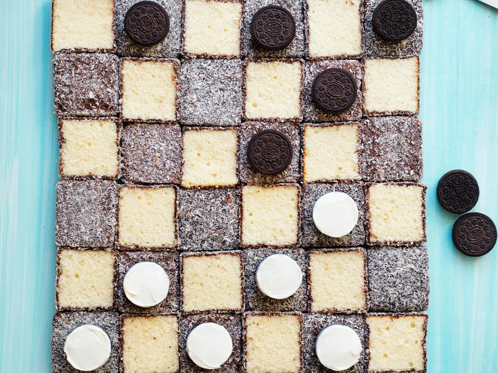 Lamington checkers cake