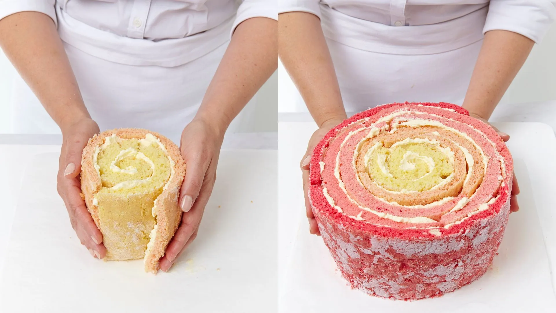 Wrapping the sponges around each other to create the vertical layers