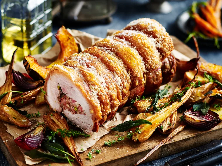 Roast pork loin with cranberry sauce