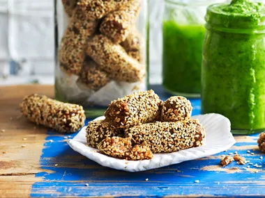 Ginger and sesame seed logs
