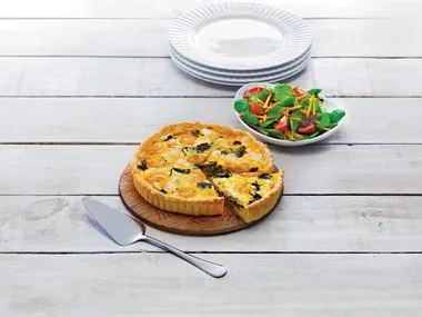 Prawn and spinach tart