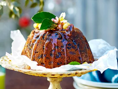 Macadamia and fig Christmas pudding