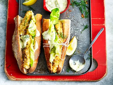 Crumbed fish burger