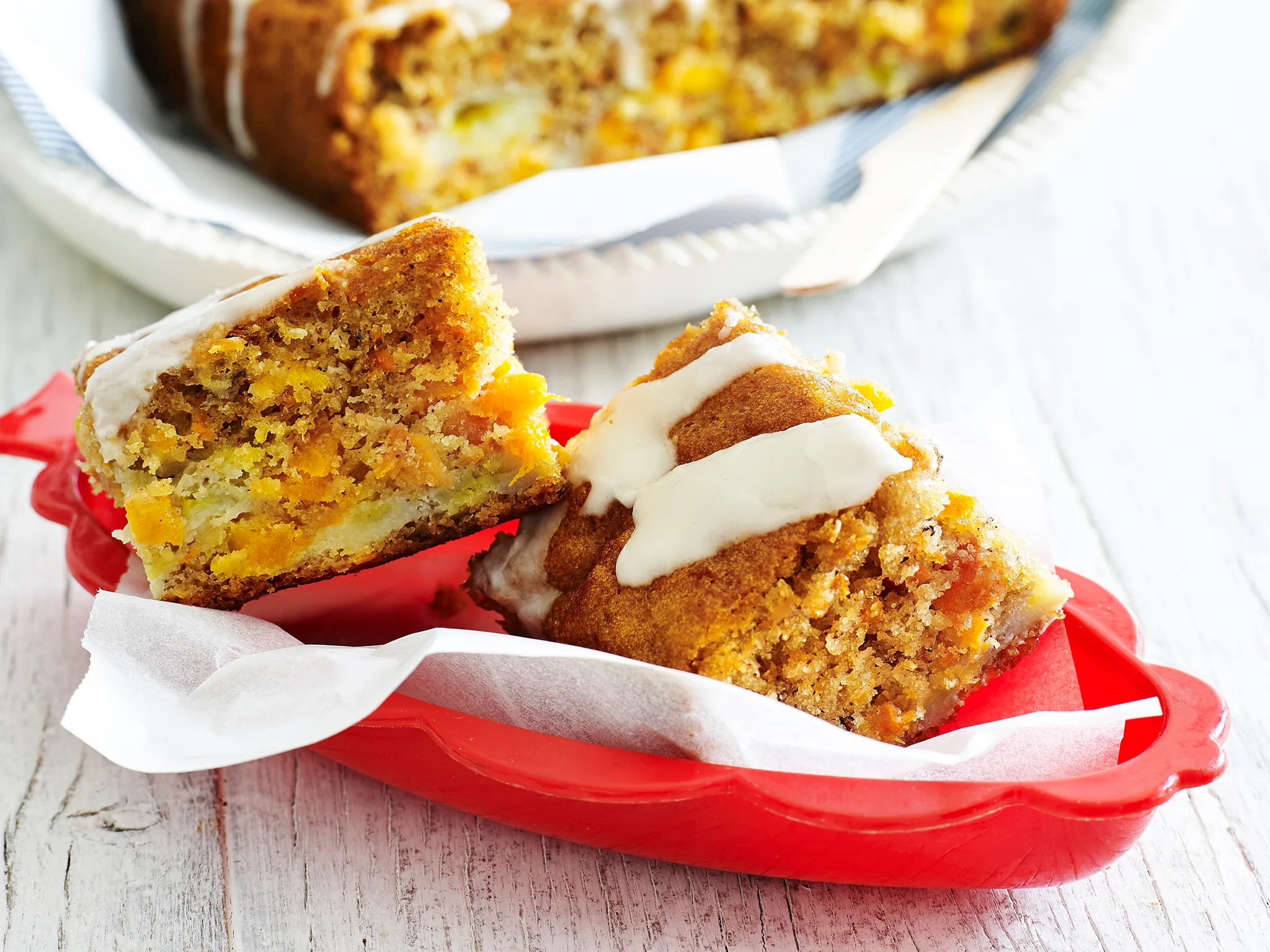 Spiced banana and peach slice