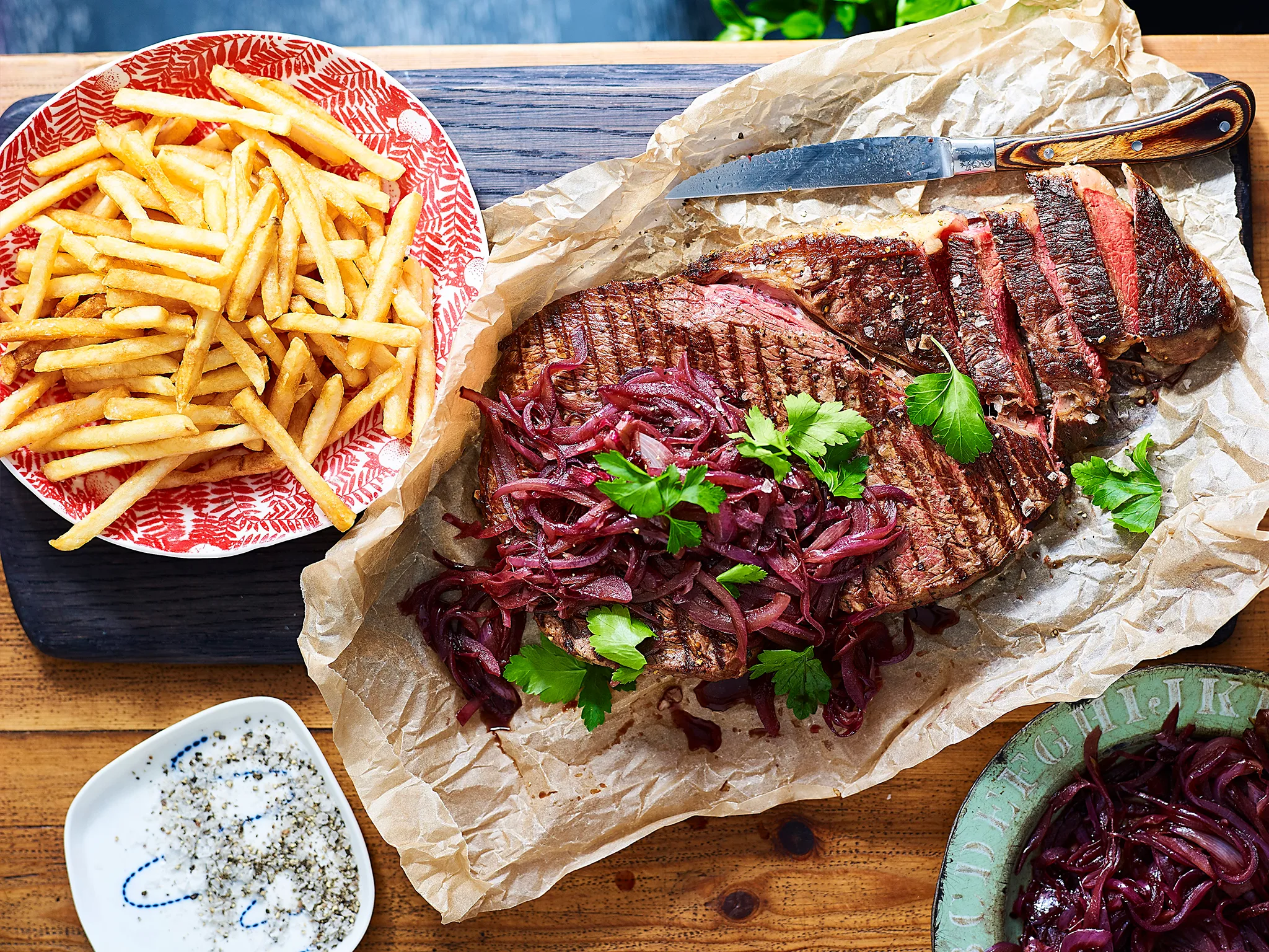 rump steak with fries