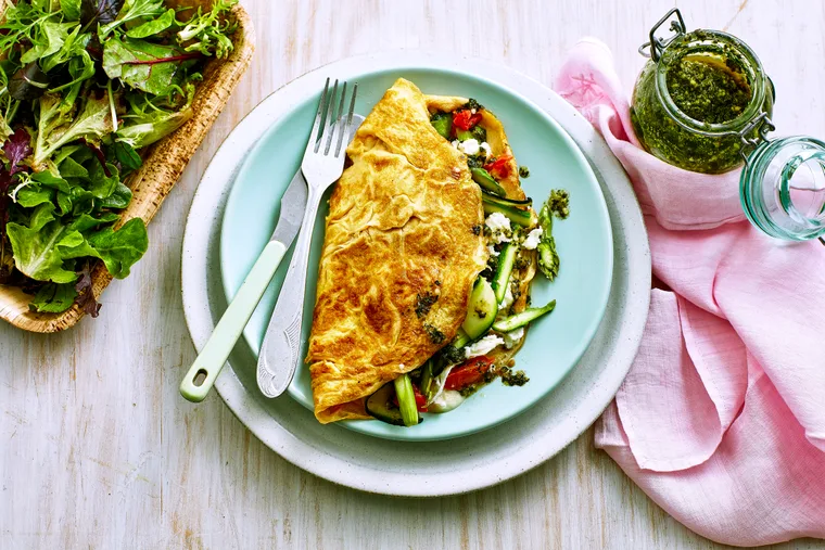 Spring vegetable omelettes