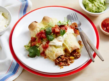 Beef mince and rice burritos