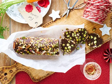 Christmas chocolate nut salami