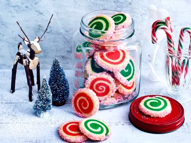 Christmas pinwheel sugar cookies
