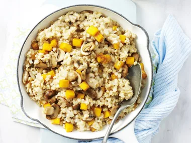 barley, pumpkin and mushroom risotto