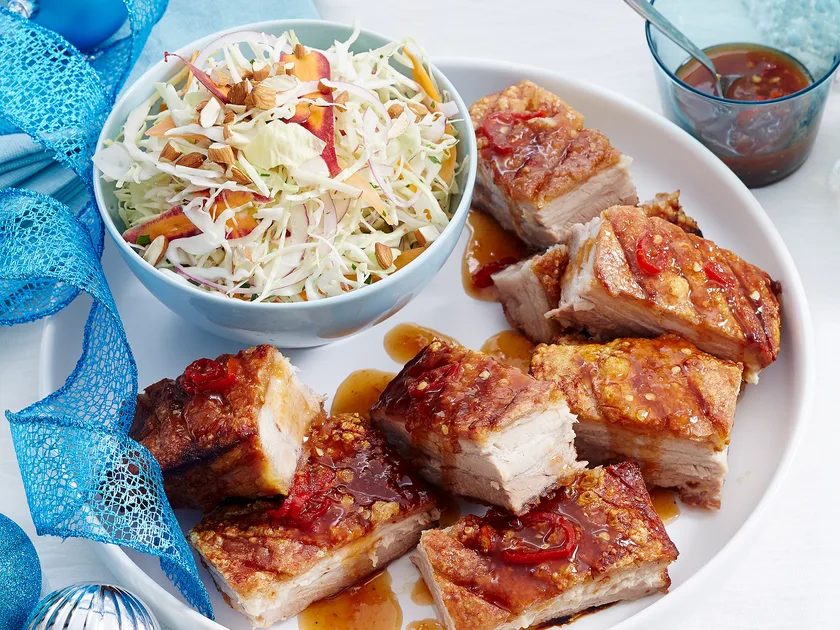 Sweet and Sour Pork Belly with Apple Slaw