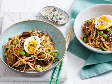 Miso eggplant and noodle salad