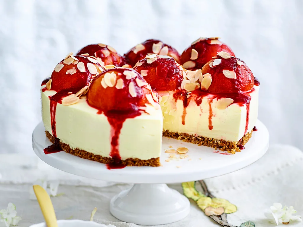 Peach Melba cheesecake