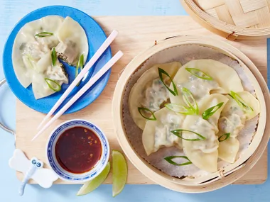 pork and gai lan dumplings