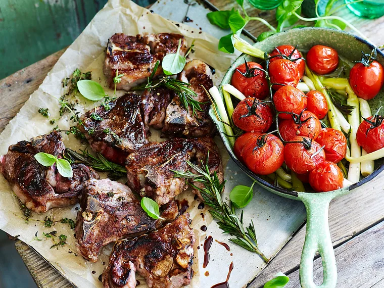 lamb chops with slow roast tomatoes