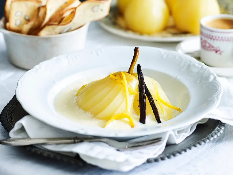 poached pears with sabayon recipe