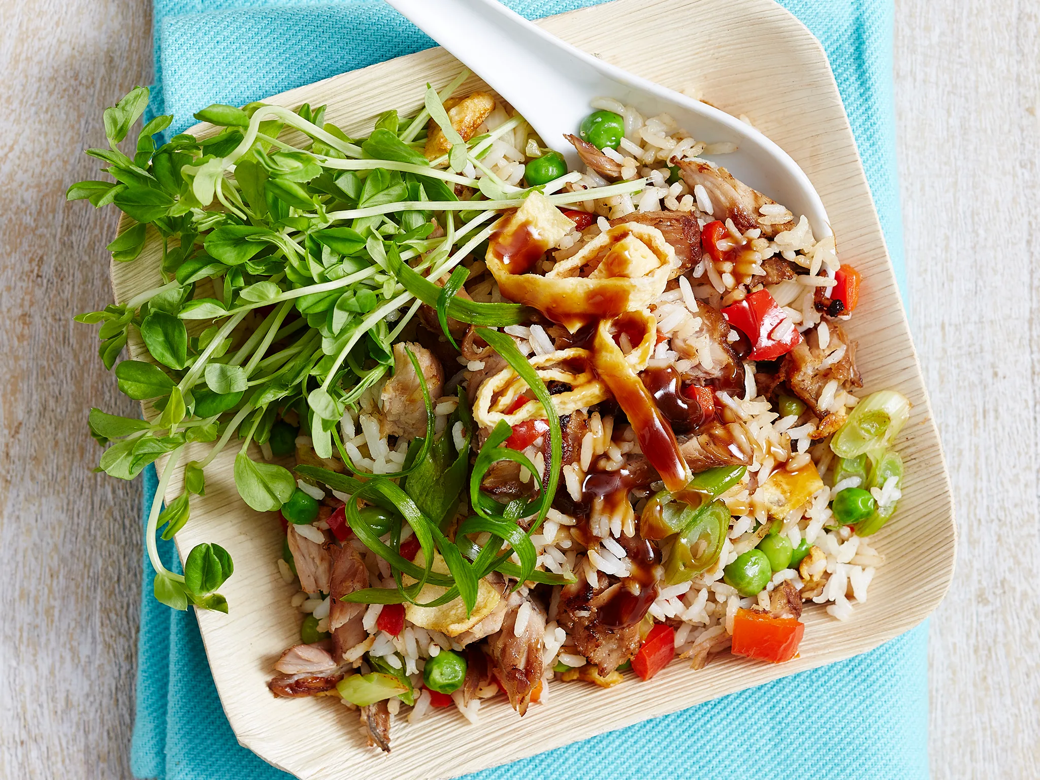 Leftover pork ribs fried rice