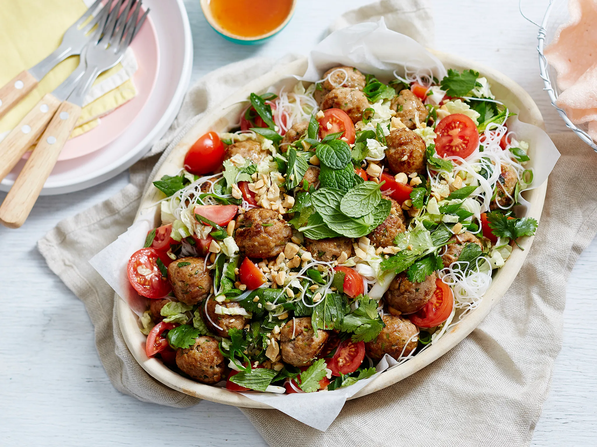 asian pork meatball salad