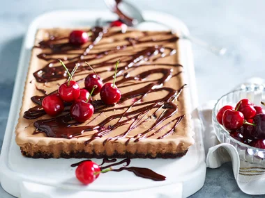 baked chocolate cherry cheesecake