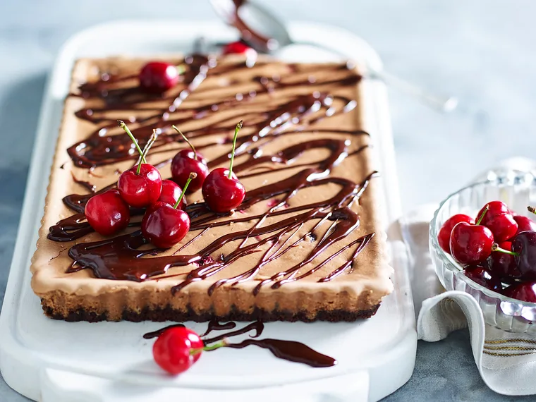 baked chocolate cherry cheesecake