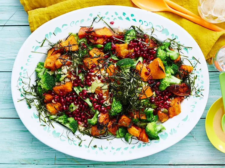 brown rice salad with pumpkin