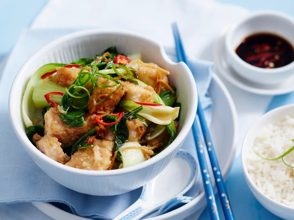 fish with stir fry vegetables