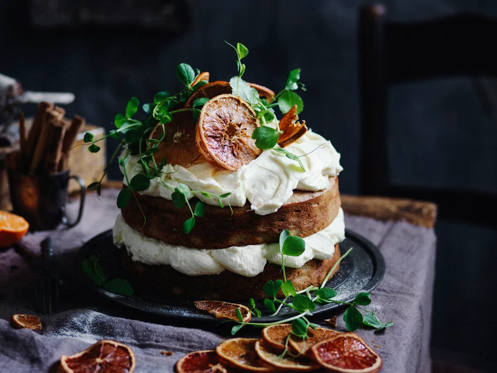 orange and sweet pea cake
