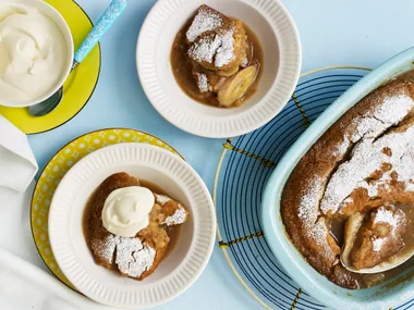 Banana butterscotch self-saucing pudding
