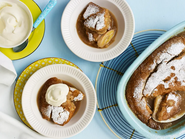 Banana butterscotch self-saucing pudding
