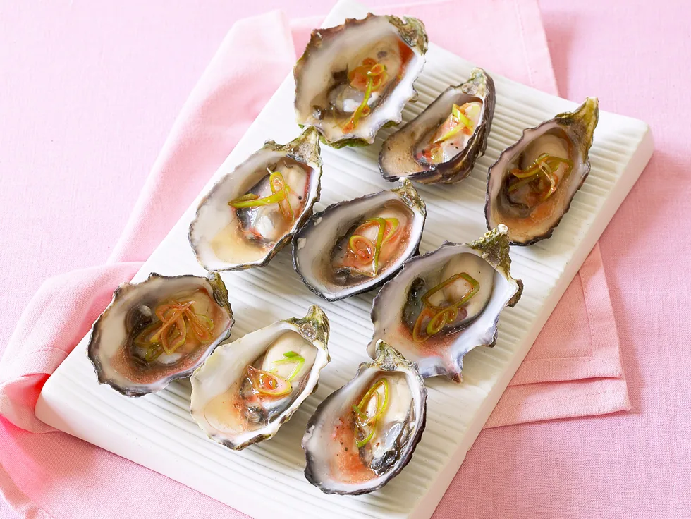 Oysters with red wine vinaigrette