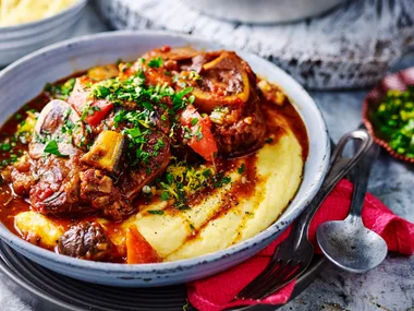 Lamb shank recipes: lamb osso buco with creamy polenta