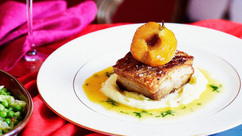 Roast pork belly with caramelised apples