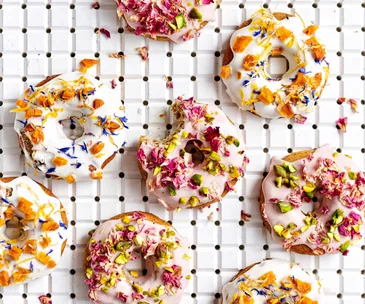 Peaches and cream gluten- and dairy-free doughnuts